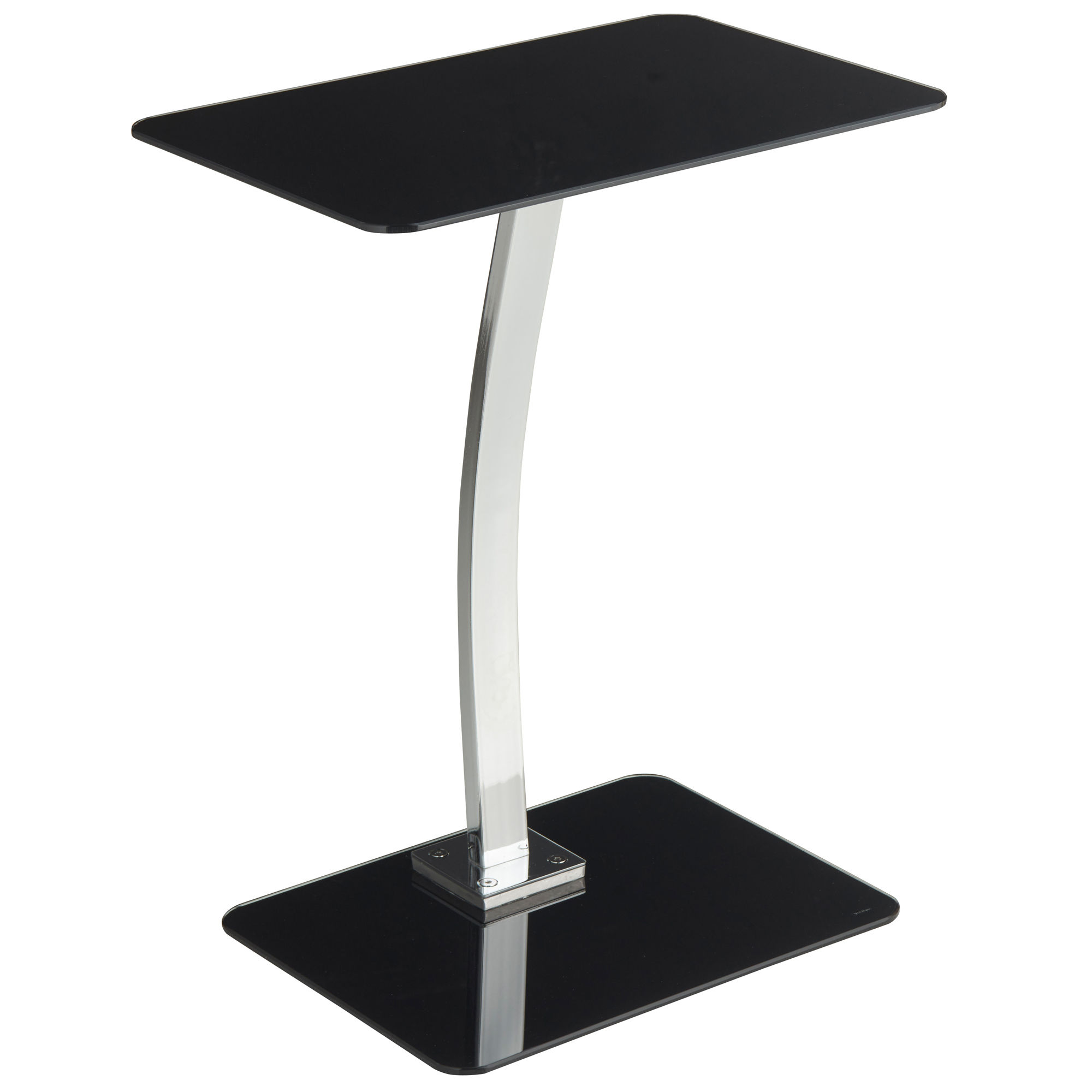 VonHaus Laptop Stand Square Black Tempered Glass & Silver/Chrome