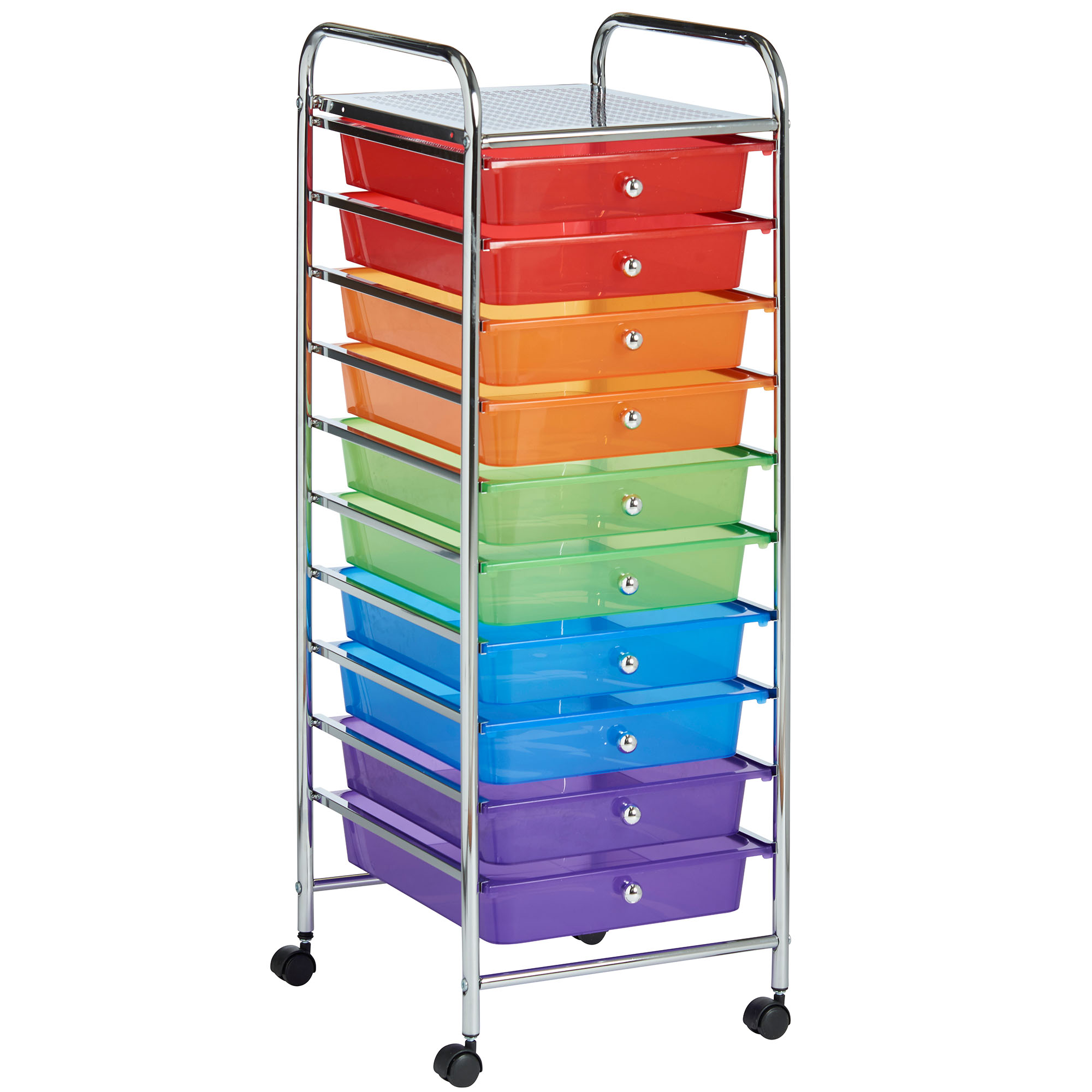 VonHaus Multi Colour 10 Drawer Chrome Kids Toys Home Office Storage