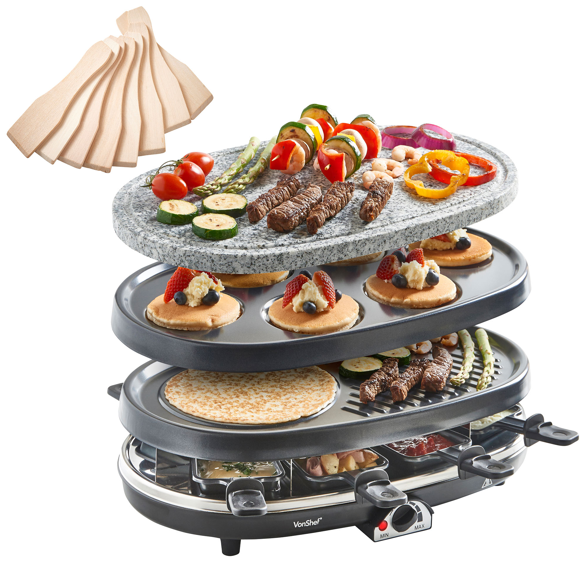 3 in 1 hot stone grill and raclette