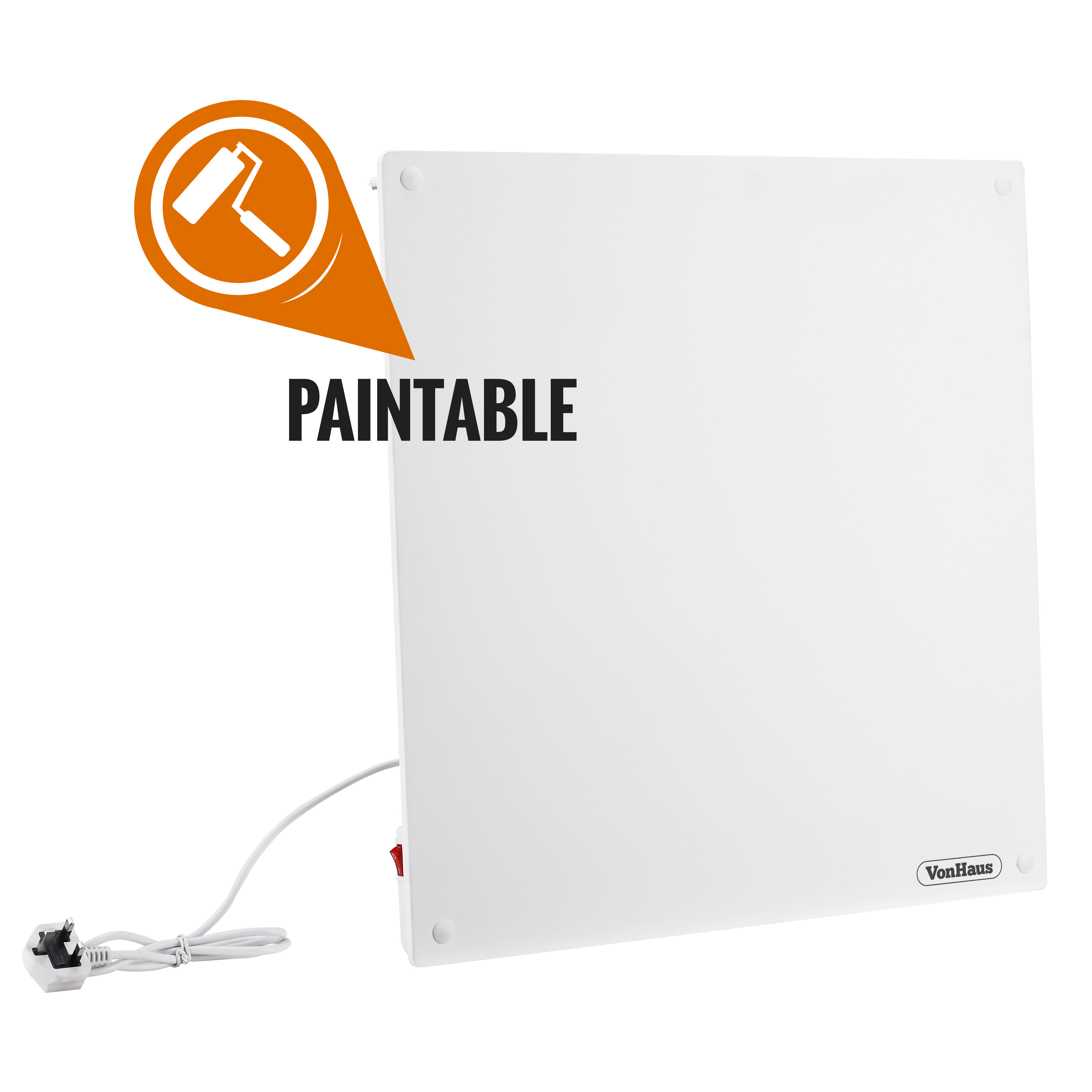 VonHaus 500W Low Energy Slimline Paintable Wall Mounted Ceramic Eco