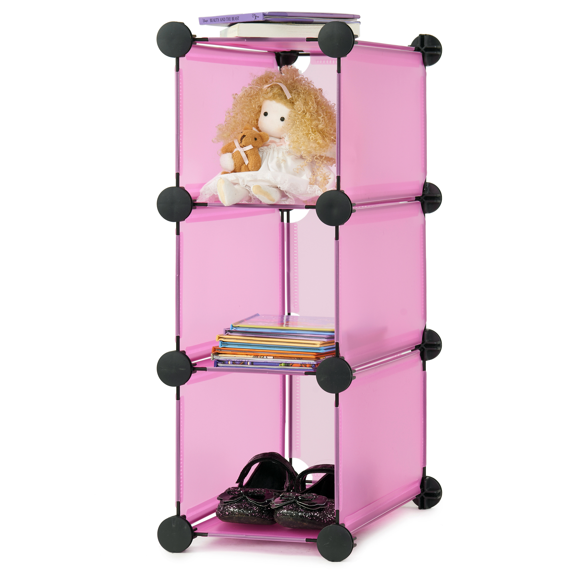3x Pink Plastic Interlocking Cube Clothes Storage Toy Organiser Shoe Rack eBay
