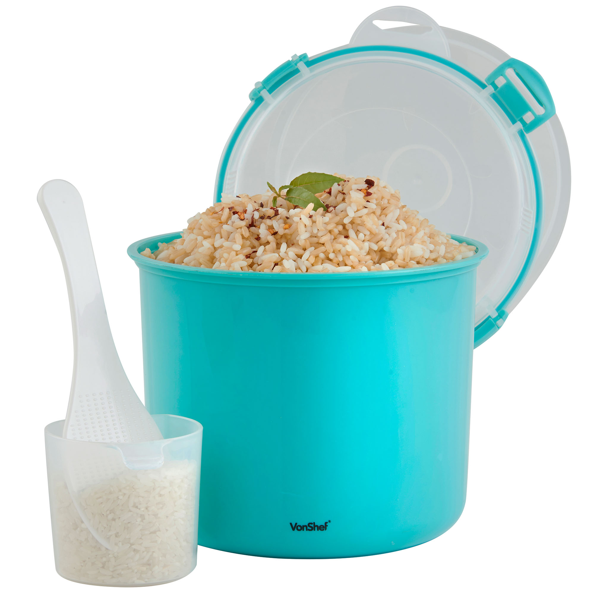 VonShef Microwave Rice Cooker Steamer Pot with Drainer 2.23L Teal eBay