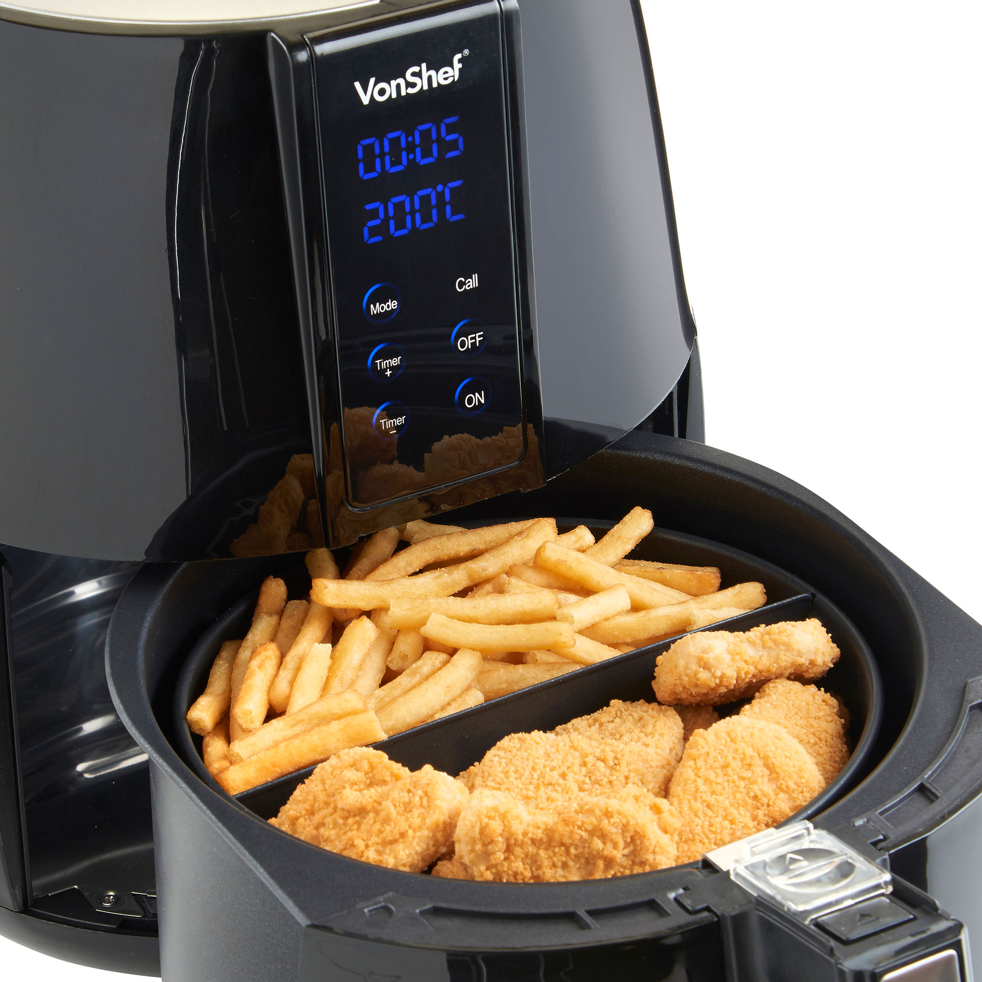 VonShef 2.2L Digital Air Fryer Rapid Healthy Low Fat Oil Free Frying