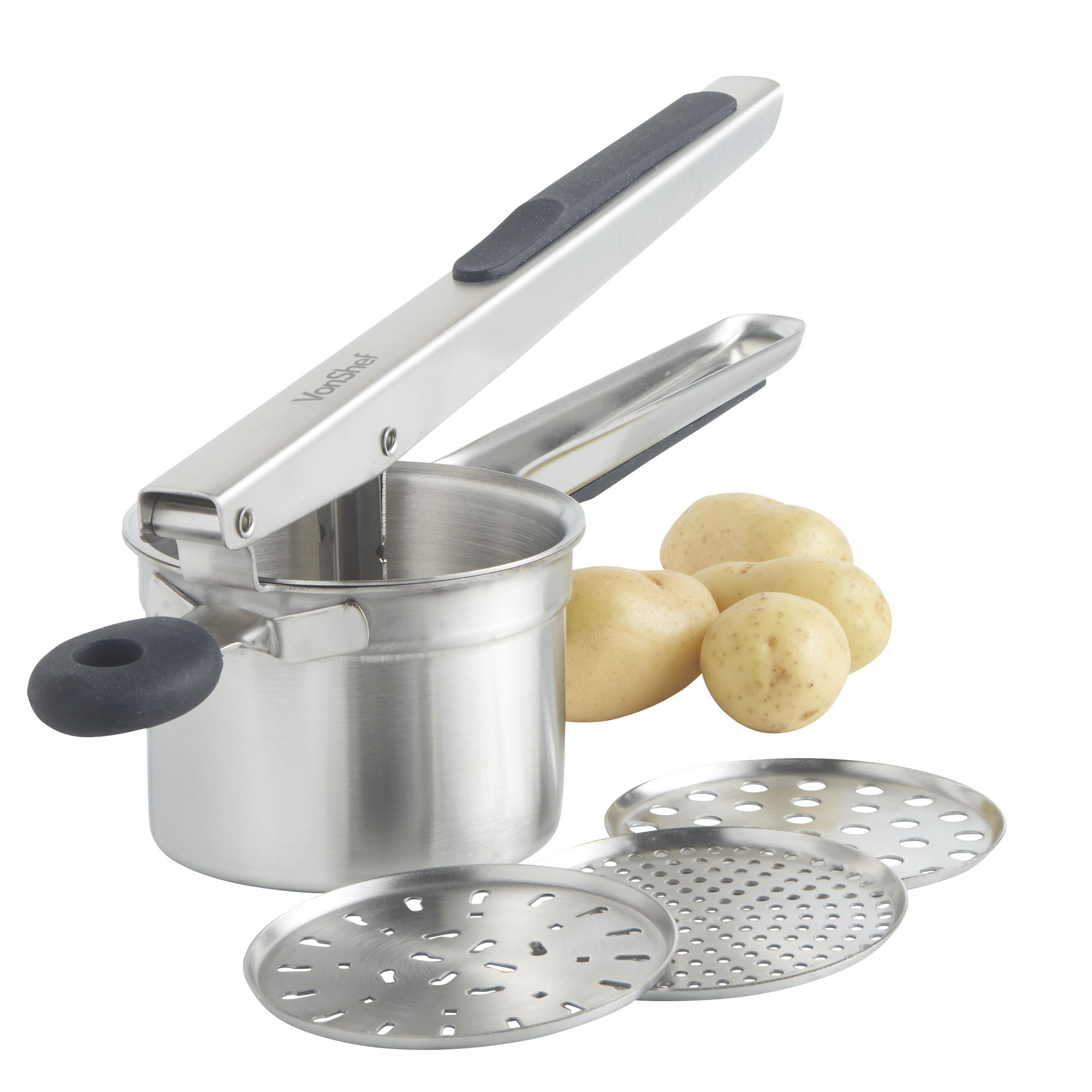 VonShef Stainless Steel Potato Ricer Hand Held Puree Masher Juicer with