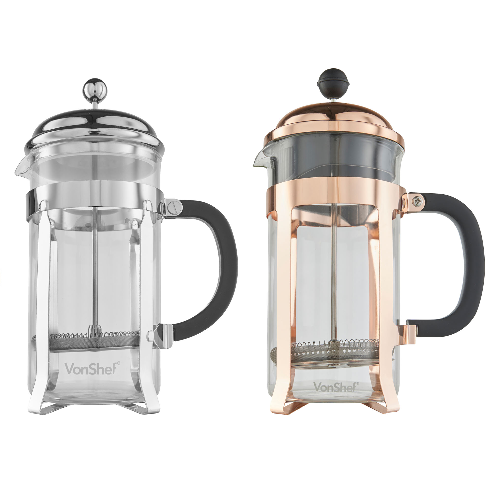 VonShef 8 Cup/1 Litre Copper Finish French Press Cafetiere Filter Coffee Maker