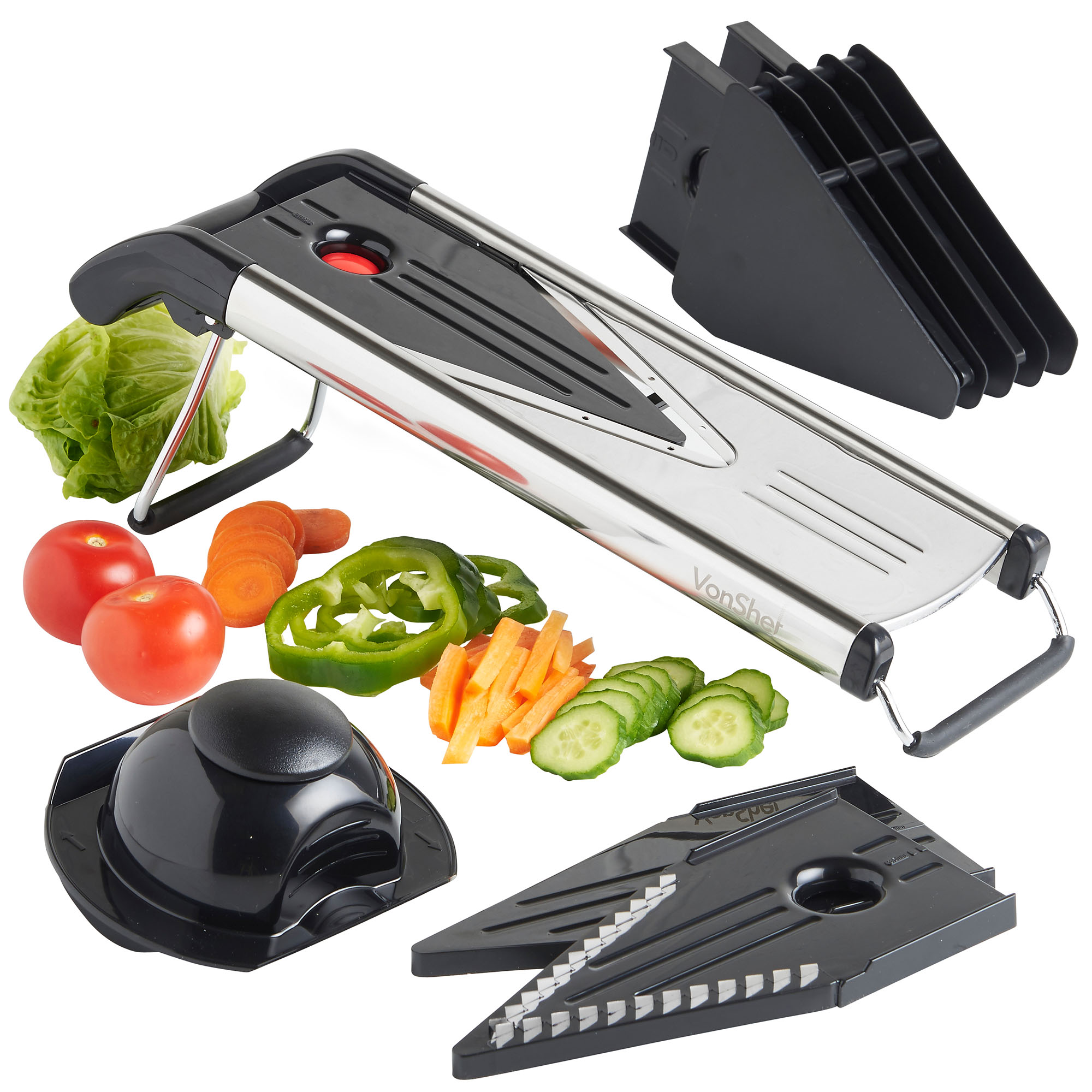 VonShef V Shaped Blade Mandoline Fruit/ Vegetable Slicer Grater with 5