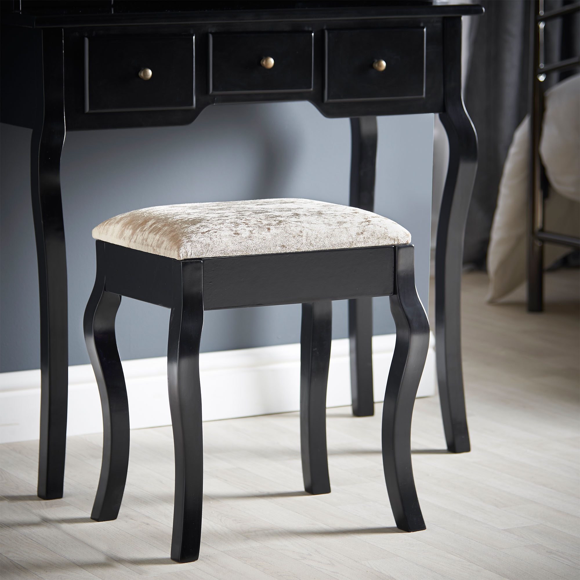 Beautify Black Dressing Table Stool Vintage Padded Makeup Chair Music Piano Seat eBay