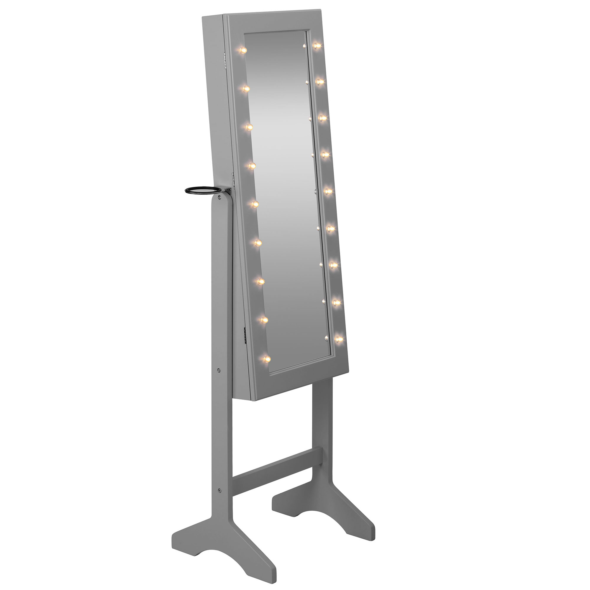 Beautify Grey Full Length LED Makeup Jewellery Organiser Storage Mirror