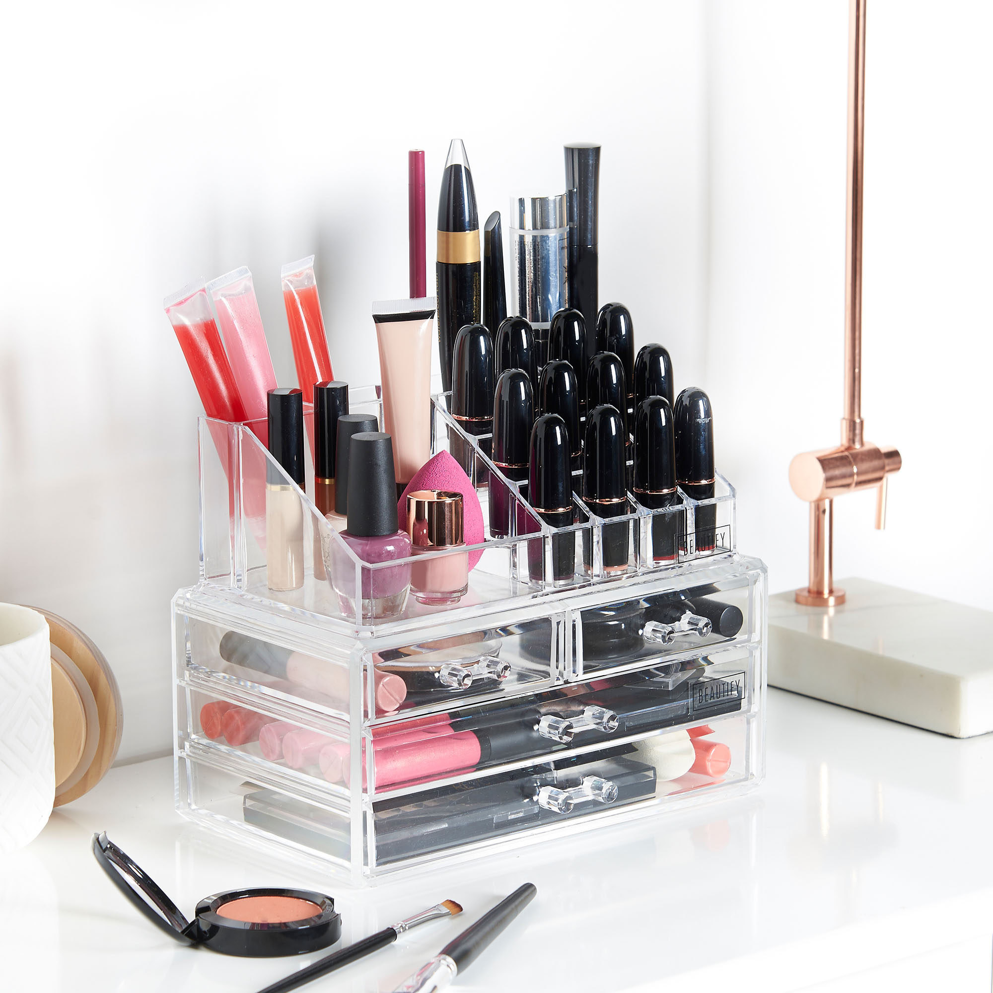 Beautify Acrylic Make Up Organiser Clear 4 Drawer Storage Cosmetic