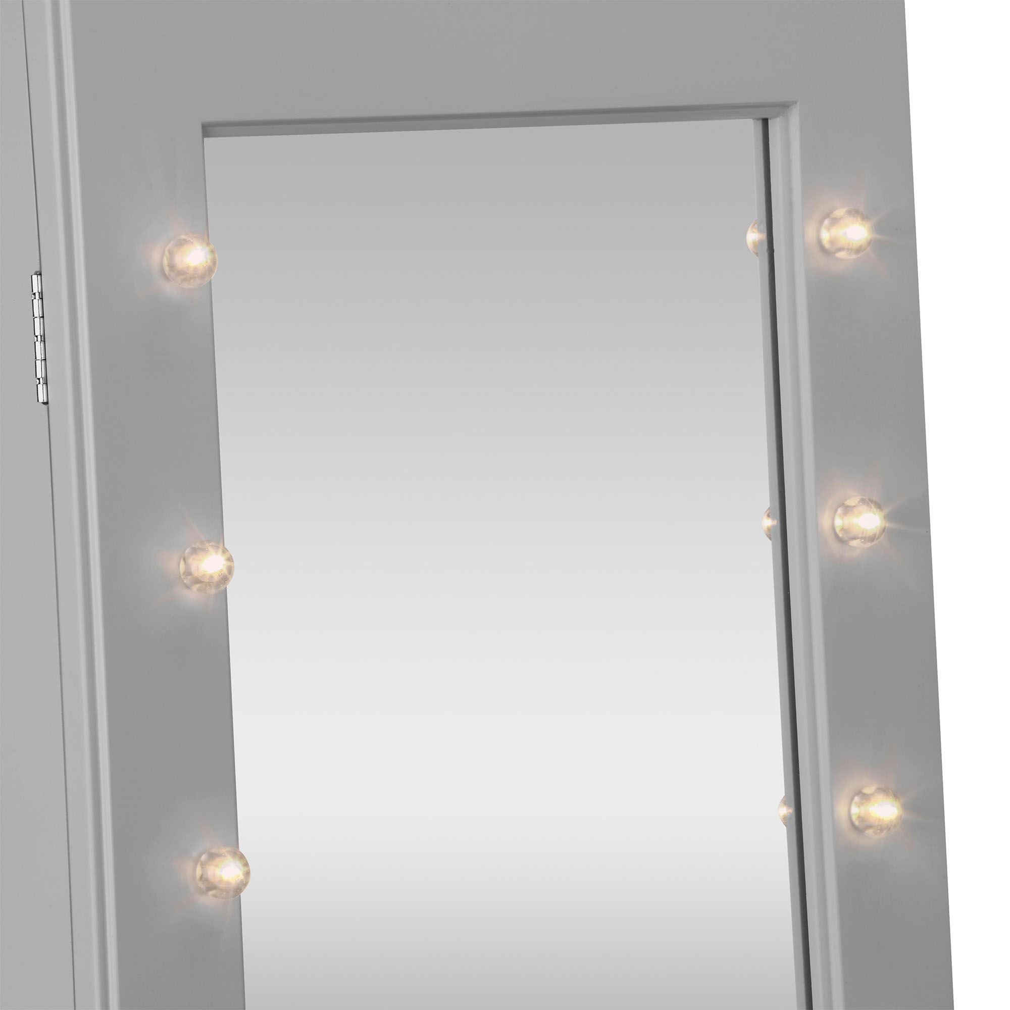 Beautify Grey Full Length LED Makeup Jewellery Organiser Storage Mirror