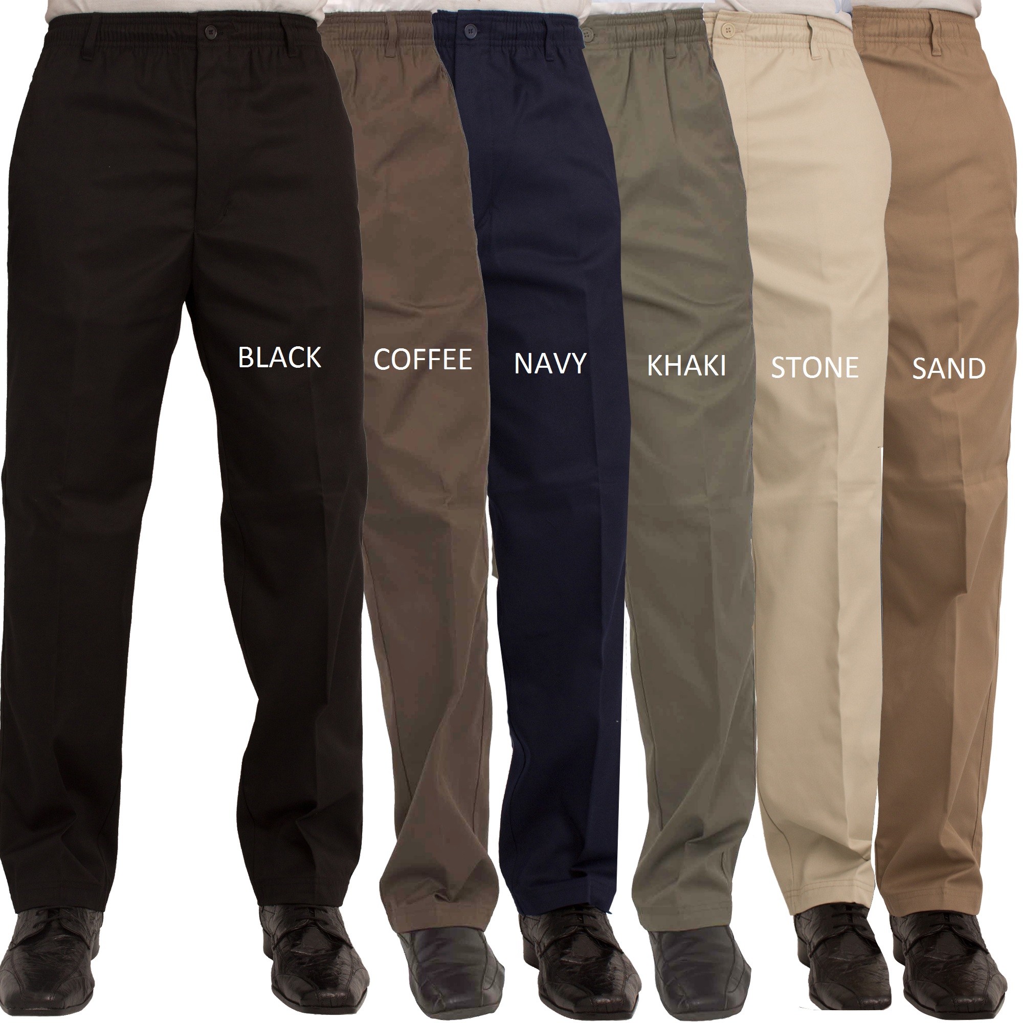 New Mens Carabou Elasticated Waist Work Casual Plain Rugby Trousers Pants 3260